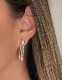 Brinco Lapis Cravejado Ouro18k