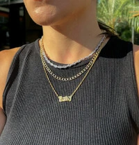 Colar e Choker groumet chapada com elo 4mm ouro18k