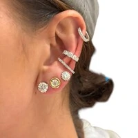 Brinco piercing ear hook moissanites prata925