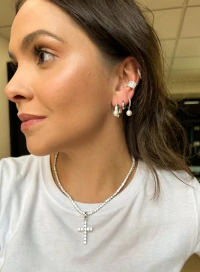 Pingente Cruz Bold cravejada Rodio