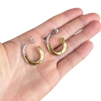 Brinco argola Cuff duo de rodio e ouro18k 2cm8mm