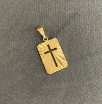 Pingente Placa Cruz Ouro18k