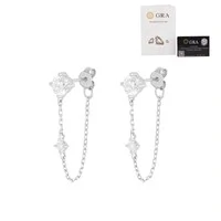 Brinco fio solitário ponto de luz moissanite 5mm 0.60ct prata 925