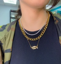 Colar Boca com Ponto de Luz Ouro18k