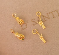 Argola e pingente mao PEACE/ paz ouro18k (unitario)