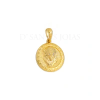 Pingente Medalha Leao Grega Ouro18k