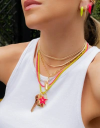 Pingente Estrela Cadeado Neon ( escolha a cor ) Ouro 18k