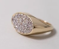Anel nina signet orgânico cravejado ouro18k