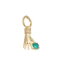 Argola e Pingente Mão com Ponto Turmalina Paraiba ouro