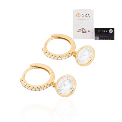 Foto Brinco joia argola moissanite cravejada com solitário cravação inglesa prata925