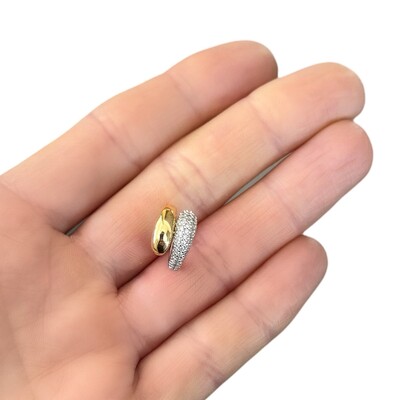 Foto Brinco piercing tubo duplo liso e cravejado regulável rodio e ouro18k