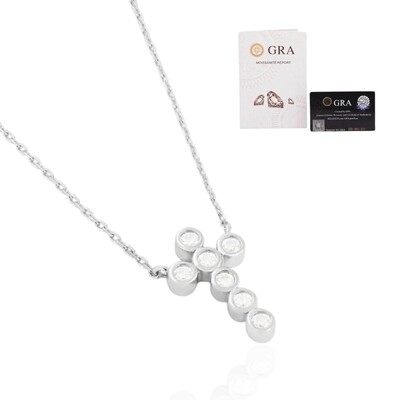 Foto Colar joia crucifixo 1cm7mm solitários moissanite cravacao inglesa 0.47ct prata925