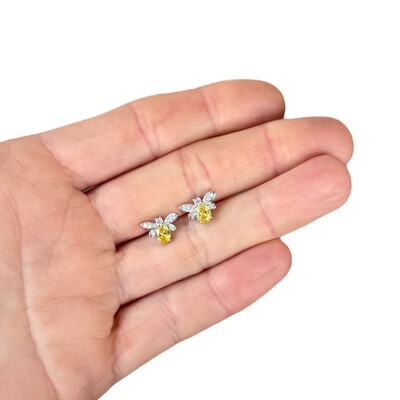 Foto Brinco abelinha 6mm yellow fancy prata925