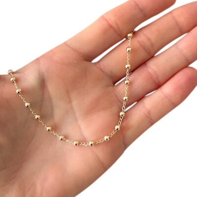 Foto colar corrente bolinhas delicadas intercaladas ouro18k (escolha o tamanho)