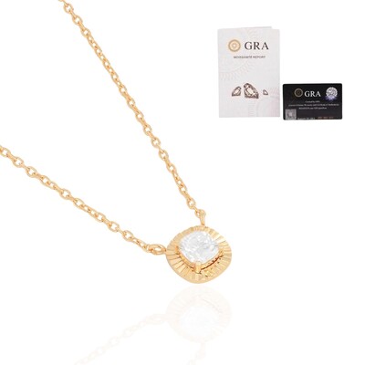 Foto colar joia solitário quadrado moissanite 0.8ct (5mm) com borda prata925