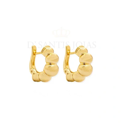 Foto Brinco argola bolas organicas ouro18k
