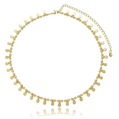 Foto Colar gargantilha bolinhas boho com gotinhas penduradas ouro18k