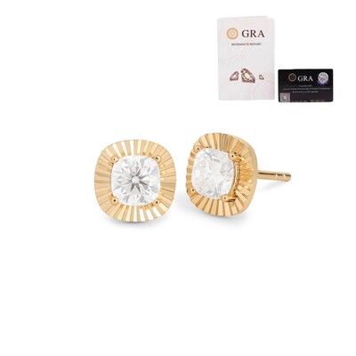 Foto Brinco joia solitário quadrado moissanite 0.8ct(5mm) com borda prata925