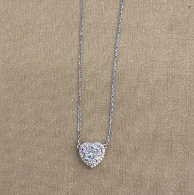 Foto Colar solitário com volta cravejada moissanite 6.5mm 1ct prata925
