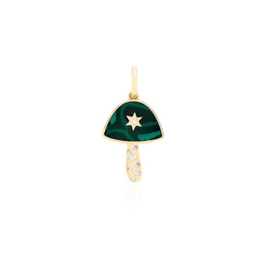 Foto Pingente cogumelo malaquita prata925 ouro18k