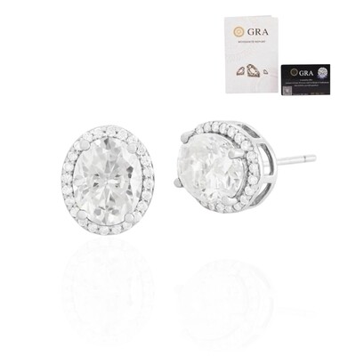 Foto Brinco joia oval com volta cravejada moissanite 4.26ct prata925