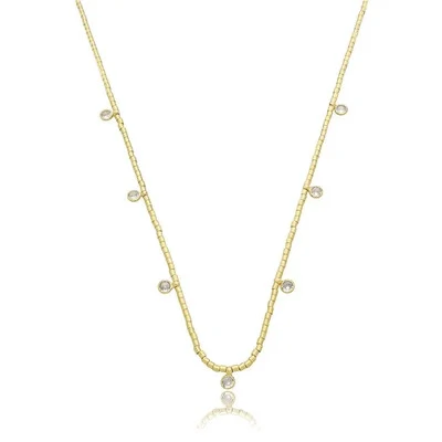 Foto Colar e choker canutilhos solitários ouro18k