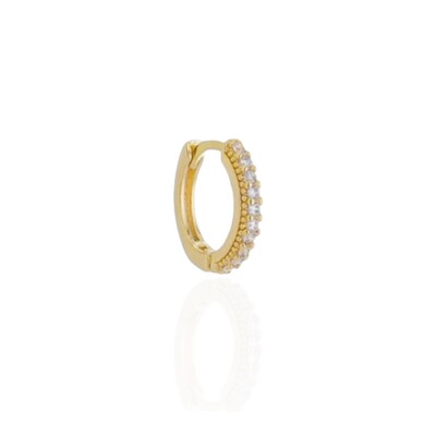 Foto Argola click unitária cravejada ouro18k