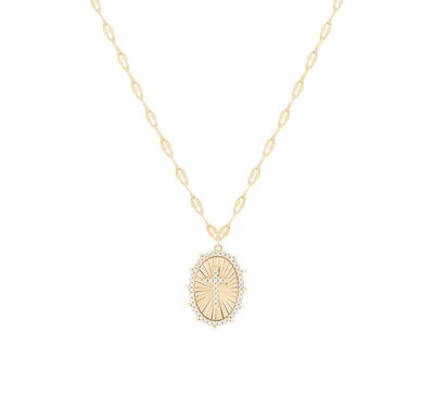 Foto Colar corrente shine com pingente cruz central diamantado ouro18k