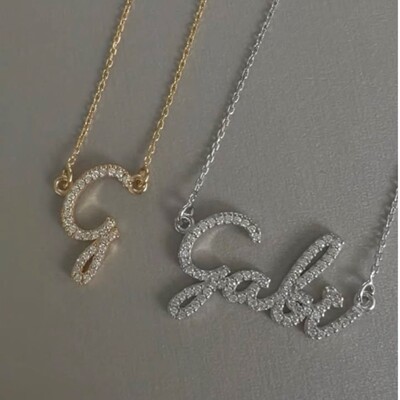 Foto Colar joia nome personalizado cravejado (sob encomenda)