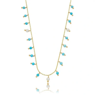 Foto Colar boho esferas delicadas pedras e pérolas ouro18k (escolha a pedra)