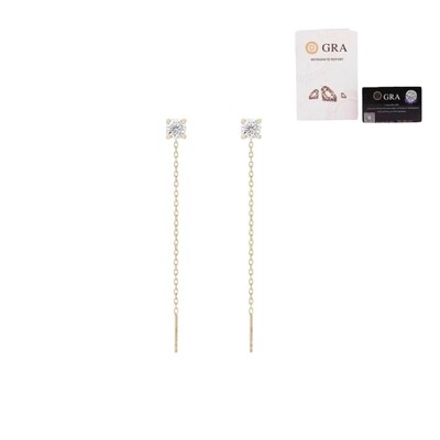 Foto Brinco joia solitário com fio moissanite 0.10ct(3mm) prata925 ouro18k