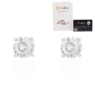 Foto Brinco joia solitário moissanite portuguese cut 3.8ct (8mm) prata925