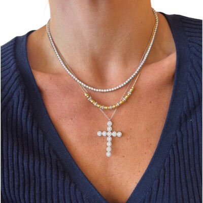 Foto Colar duo disco com cravejados ouro18k