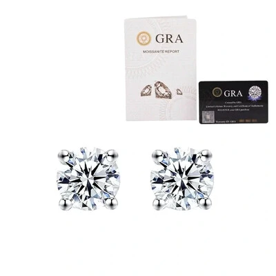 Foto Brinco joia solitário moissanite 1.92ct (6.5mm) prata925