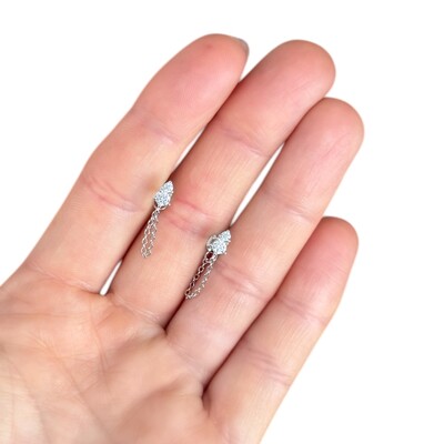 Foto brinco joia fio solitario e triangulo prata925