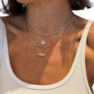 FotoColar pílula retangular com meio cravejado ouro18k