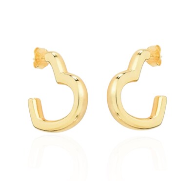 Foto brinco argola formato coração ouro18k