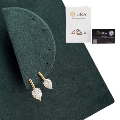 Foto Brinco palito gota moissanite ( 1.8ct ou 1.25ct ) prata925 ouro18k