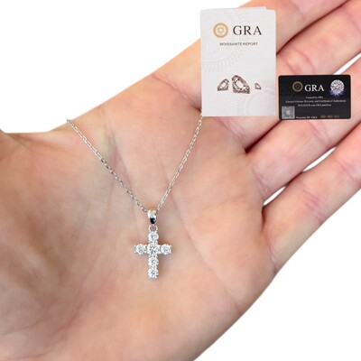Foto Colar joia com pingente crucifixo moissanite 0.3ct (4mm) prata925