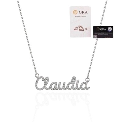Foto Colar joia nome personalizado cravejado em moissanites prata925