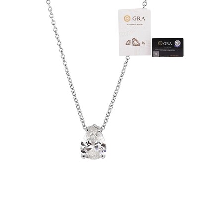 Foto Colar joia solitário gota 1.72ct (7mm) moissanite prata925