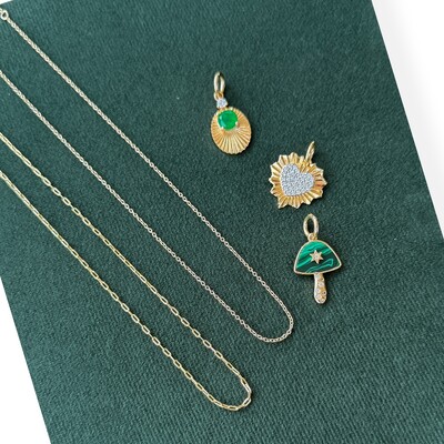 FotoPingente cogumelo malaquita prata925 ouro18k