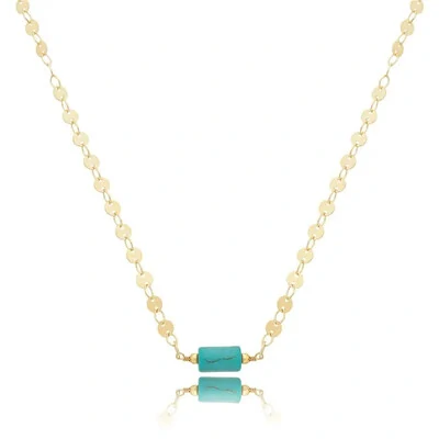 Foto Colar gargantilha medalhas boho com rolinho turquesa ouro18k