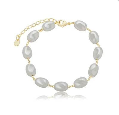 Foto Pulseira clássica pérolas banho de ouro18k