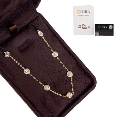 Foto Colar pontos de luz espaçados moissanite 0.5ct 5mm prata925 ouro18k