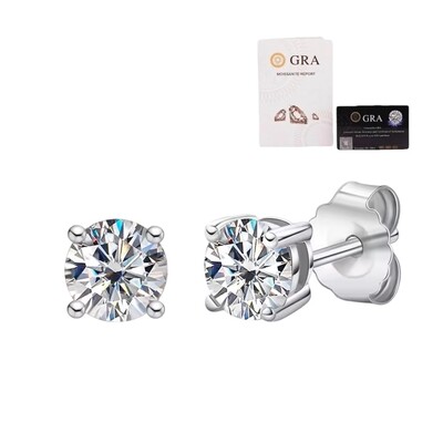 Foto Brinco joia solitário com moissanite 2ct (8mm) prata925