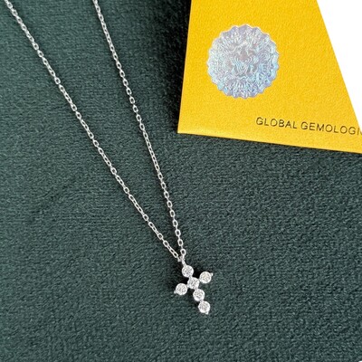 FotoColar joia crucifixo moissanite 0.063ct prata925