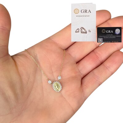 Foto Colar joia medalha nossa senhora das graças volta cravejada e florzinhas moissanite prata925 ouro18k
