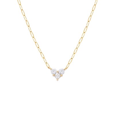 Foto Colar elos clássicos com coração illusion prata925 ouro18k