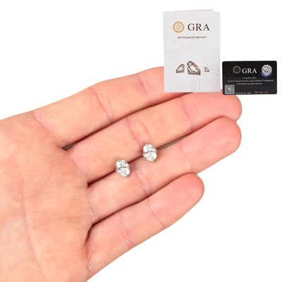 Foto Brinco joia solitário marquise com moissanite 1ct (7mm por 5mm) prata925